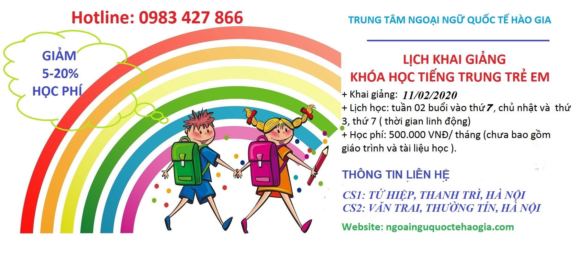 Tiếng Trung trẻ em uy tín chất lượng tại Thanh Trì, Thường Tín, HN,